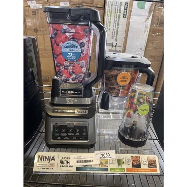 AS NEW NINJA PROFESSIONAL PLUS KITCHEN SYSTEM WITH AUTO-IQ, 1400W, 72 OZ CAPACITY - DEMO DISPLAY MOD