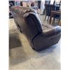 Image 3 : BROWN STITCHED LEATHER POWER RECLINING SOFA, WORKING IN GOOD CONDITION