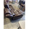 Image 7 : BROWN STITCHED LEATHER POWER RECLINING SOFA, WORKING IN GOOD CONDITION