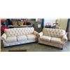 Image 1 : ASHLEY FURNITURE TUFTED NAIL HEAD ROLLED ARM SOFA AND LOVESEAT