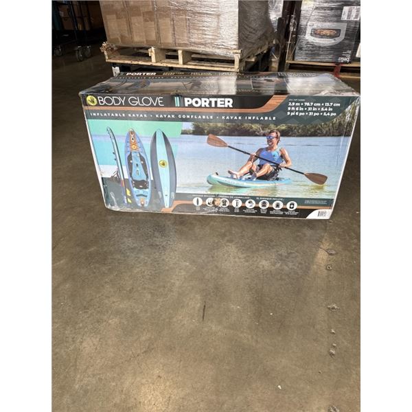 AS NEW BODY GLOVE PORTER INFLATABLE SUP KAYAK WITH ACCESSORIES
