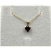 Image 2 : 10KT YELLOW GOLD NATURAL GARNET HEART SHAPE PENDANT WITH GOLD PLATED STERLING SILVER CHAIN, RETAIL $