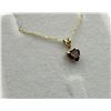 Image 3 : 10KT YELLOW GOLD NATURAL GARNET HEART SHAPE PENDANT WITH GOLD PLATED STERLING SILVER CHAIN, RETAIL $