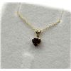 Image 4 : 10KT YELLOW GOLD NATURAL GARNET HEART SHAPE PENDANT WITH GOLD PLATED STERLING SILVER CHAIN, RETAIL $