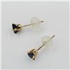 Image 4 : 14KT YELLOW GOLD NATURAL BLUE SAPPHIRE (0.38CT) EARRINGS, RETAIL $350.00. SAPPHIRE IS THE BIRTHSTONE