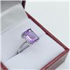 Image 2 : STERLING SILVER NATURAL AMETHYST WITH CZ RING, SIZE 6, W/A $700.00. AMETHYST IS THE BIRTHSTONE FOR F