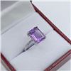 Image 3 : STERLING SILVER NATURAL AMETHYST WITH CZ RING, SIZE 6, W/A $700.00. AMETHYST IS THE BIRTHSTONE FOR F