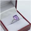 Image 4 : STERLING SILVER NATURAL AMETHYST WITH CZ RING, SIZE 6, W/A $700.00. AMETHYST IS THE BIRTHSTONE FOR F
