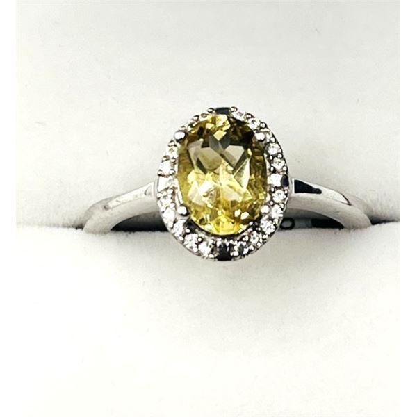 STERLING SILVER NATURAL CITRINE AND NATURAL TOPAZ RING, SIZE 8.75, W/A $700.00. CITRINE IS THE BIRTH