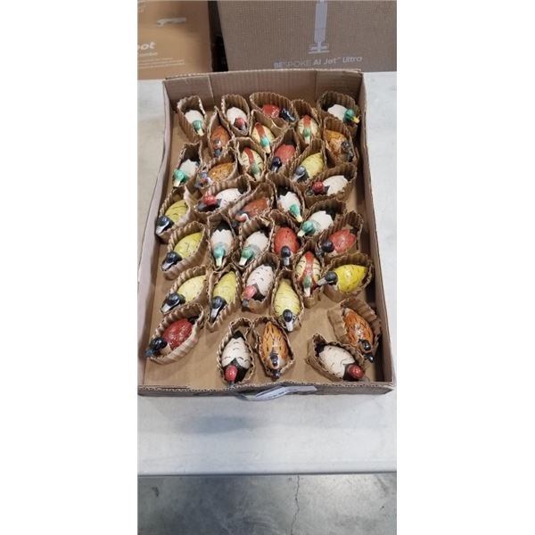 TRAY OF NEW HAND PAINTED MINI PORCELAIN LOONS