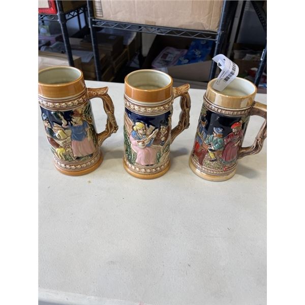 3 JAPAN MARKED VINTAGE BEER STEINS