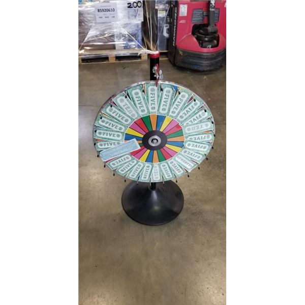 SPINNING PRIZE WHEEL, 36 INCH OVERALL HEIGHT