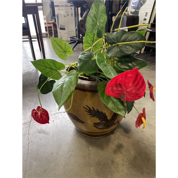 EASTERN PLANT POT WITH ARTIFICIAL FLOWERS