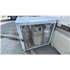 Image 1 : GROUP LOT OF 5 FORKLIFT PROPANE TANKS AND STORAGE CAGE. 2 ARE ALUMINUM, 3 ARE METAL.