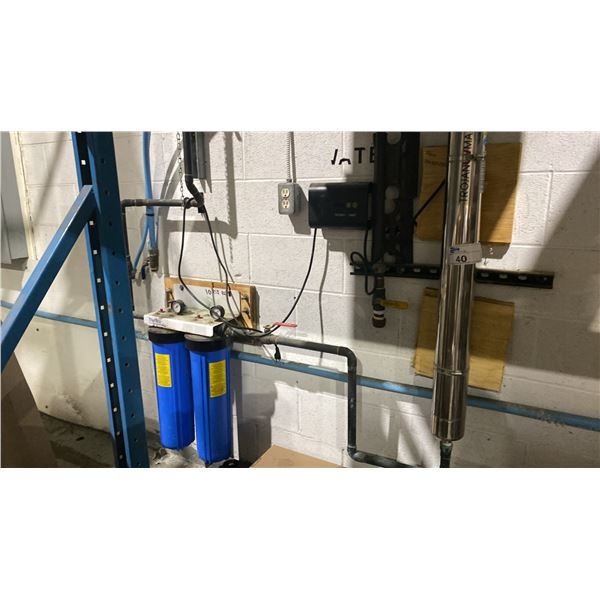 36" TROJAN MAX UV WATER FILTER SYSTEM WITH DUPLEX BRAND WATER FILTERS. BUYER TO REMOVE FROM THE