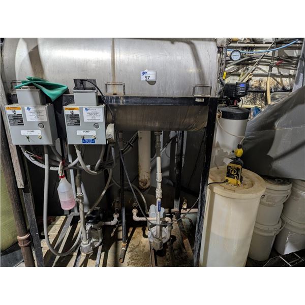 WATER FILTRATION SYSTEM AND CAUSTIC DOSER WITH 2 PUMPS.