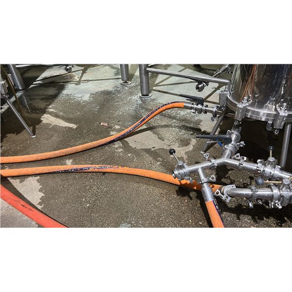 GROUP LOT OF CONTINENTAL VINTNER RESERVE 1 1/4" FLUID TRANSFER HOSES. USDA 45011. ORANGE.