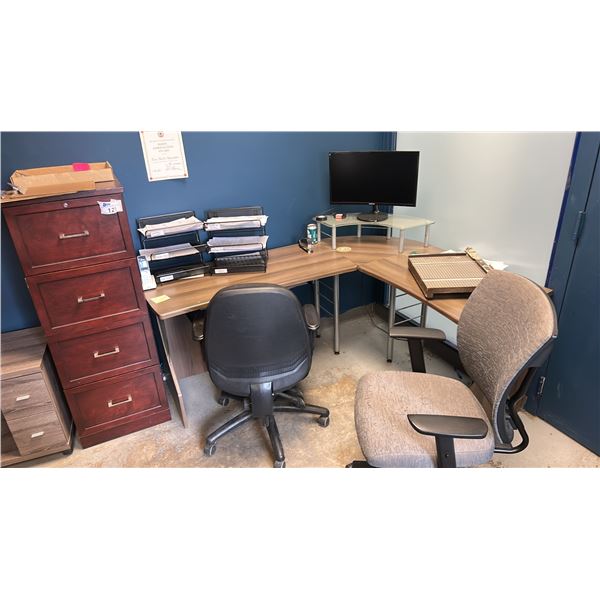 CONTENTS OF OFFICE. BRING BOXES. DOES NOT INCLUDE MONITORS, COMPUTER, BUSINESS PAPERS,