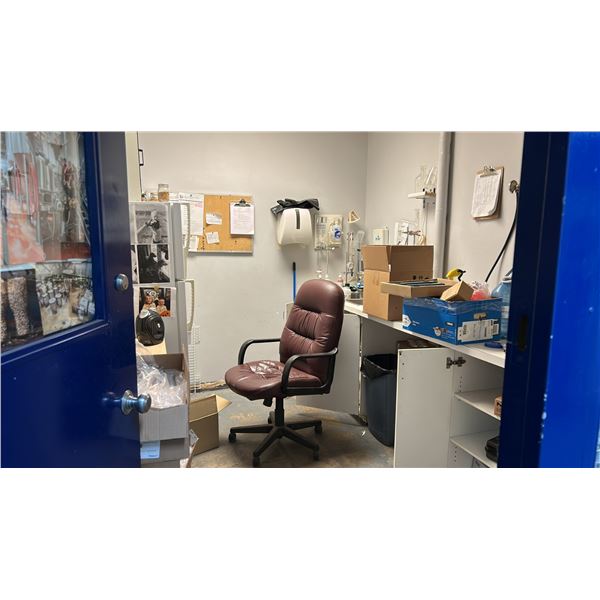 CONTENTS OF LAB-EXCLUDING FRIDGE. INC SISHER SCIENTIFIC MICROMASTER MICROSCOPE, TONS OF HYDROMETERS,