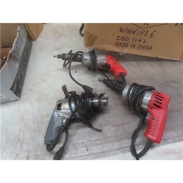 3 Power Drills: Milwaukee and Black and Decker