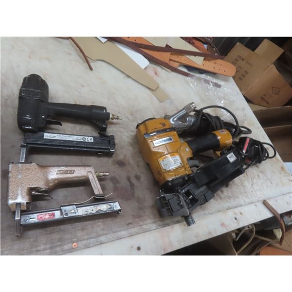 Power Tools Lot: Fibre Cutting Gun, Clipper Shear, Stanley Bostitch, and 2 Air Tools