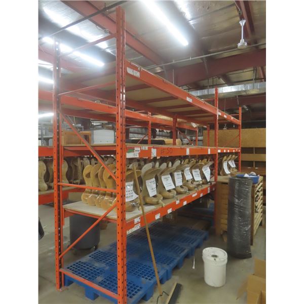 Pallet Racking - 3 Uppers 10 ft, 12 ft Side Rails - 42" Deep. Product On Shelf Not Included.  ft