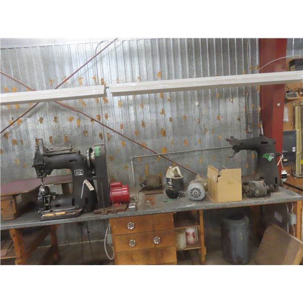 2 Randall Industrial Leather Power Sewing Machines, ¾ HP – 1 Complete, 1 for Parts
