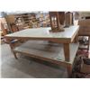 Image 1 : 2 Wood-Frame Prep Tables with Fiberglass Tops, 96" × 48" × 23"H