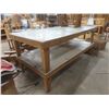 Image 4 : 2 Wood-Frame Prep Tables with Fiberglass Tops, 96" × 48" × 23"H