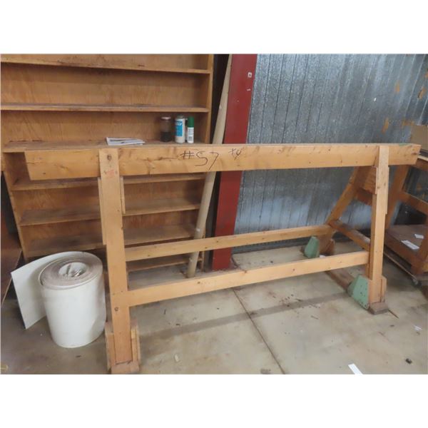 4 Wood-Framed Sawhorse/Saddle Horse Stands (1 on Castors); 2 at 96", 2 at 36"