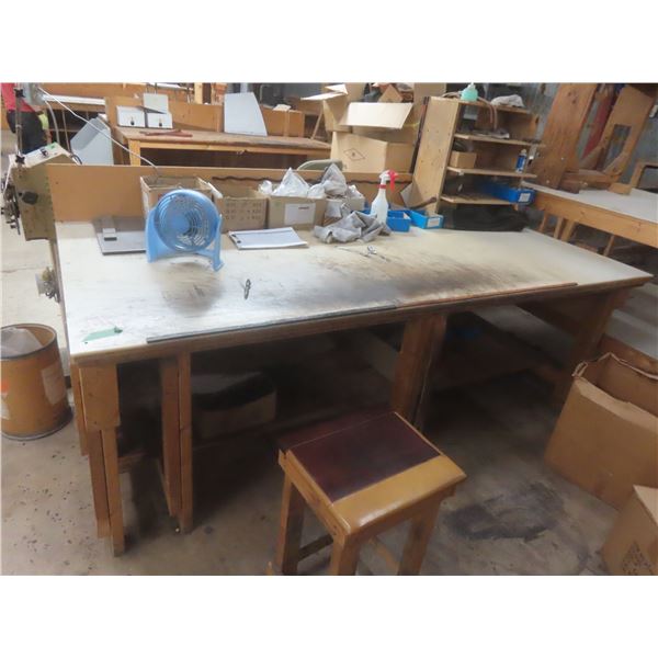 Wood-Frame Prep Table with Fiberglass Top, 34"H × 48"D × 96"L