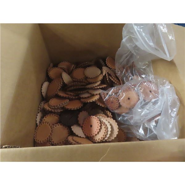 2 Boxes of New Leather Buttons – Approx 20 lbs
