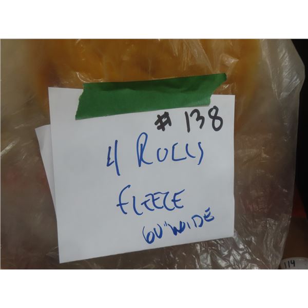 4 New Rolls of Fleece, 60" Wide