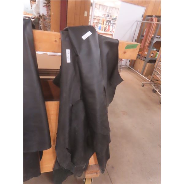 Black Upholstery Leather Full Hides – Approx 100 Sq Ft / 2 Pieces 50 Sq Ft