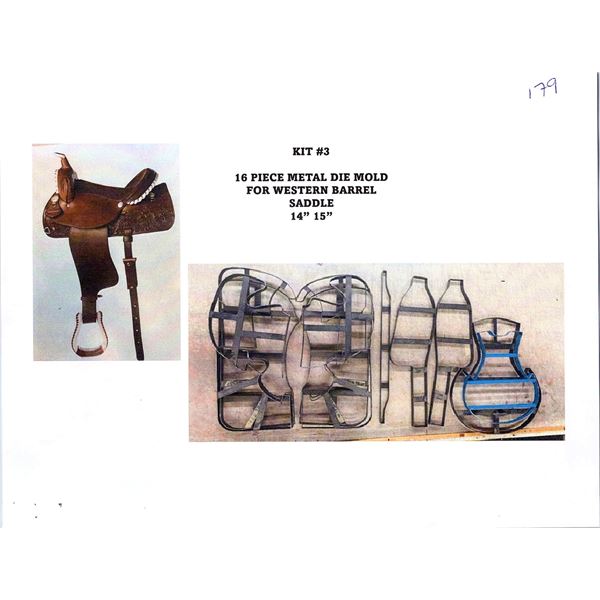 16-Piece Metal Die Mold for Western Barrel Saddle, 14" & 15" Seat (Kit #3)