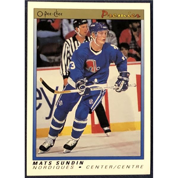 1990-91 O-PEE-CHEE PREMIER NHL MATS SUNDIN (HOF) ROOKIE CARD