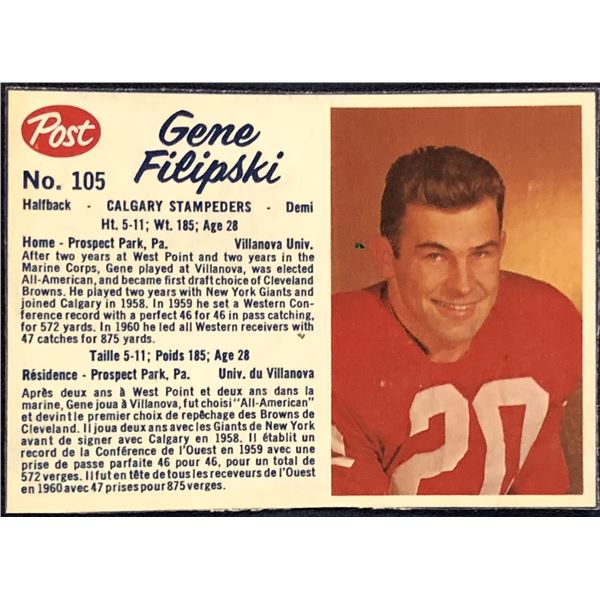 1962 POST CEREAL CFL GENE FILIPSKI