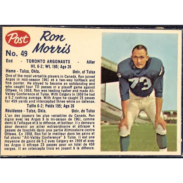 1962 POST CEREAL CFL RON MORRIS