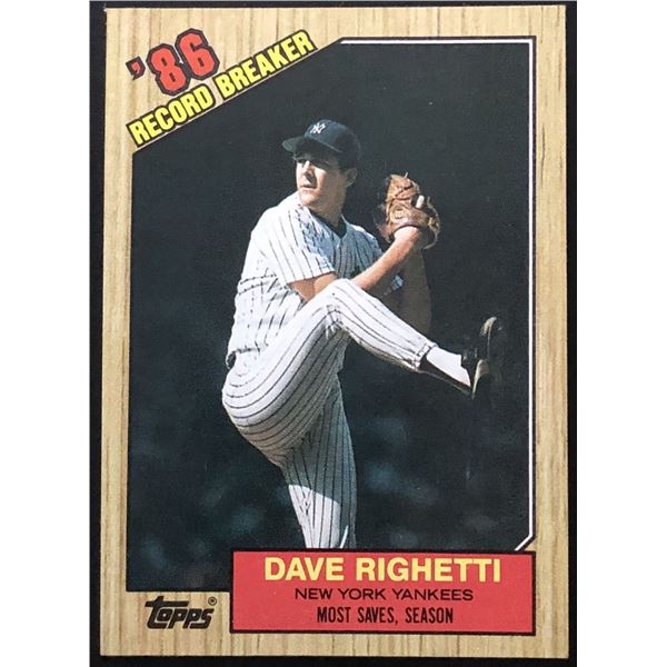 1987 TOPPS DAVE RIGHETTI (HOF)