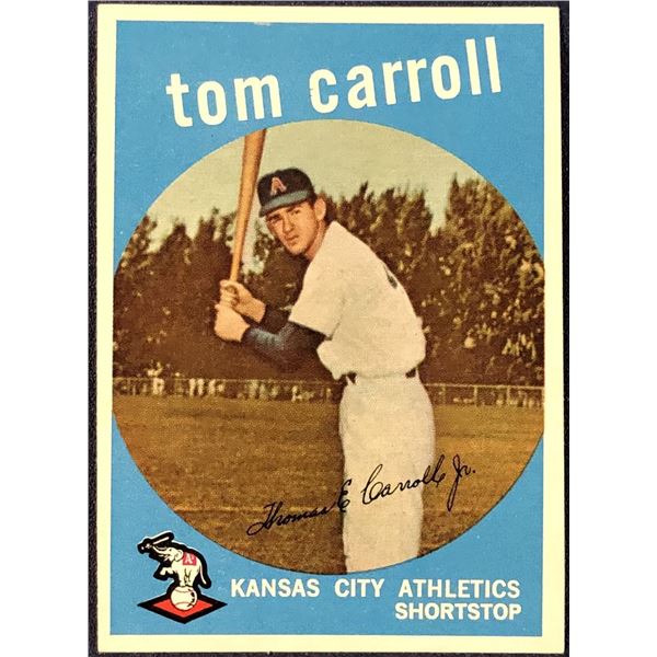 1959 TOPPS WHITE BACKS HIGH NUMBERS TOMMY CARROLL ROOKIE CARD