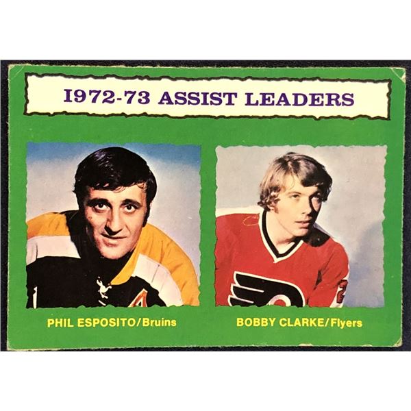 1973-74 TOPPS NHL PHIL ESPOSITO / BOBBY CLARKE (HOF)