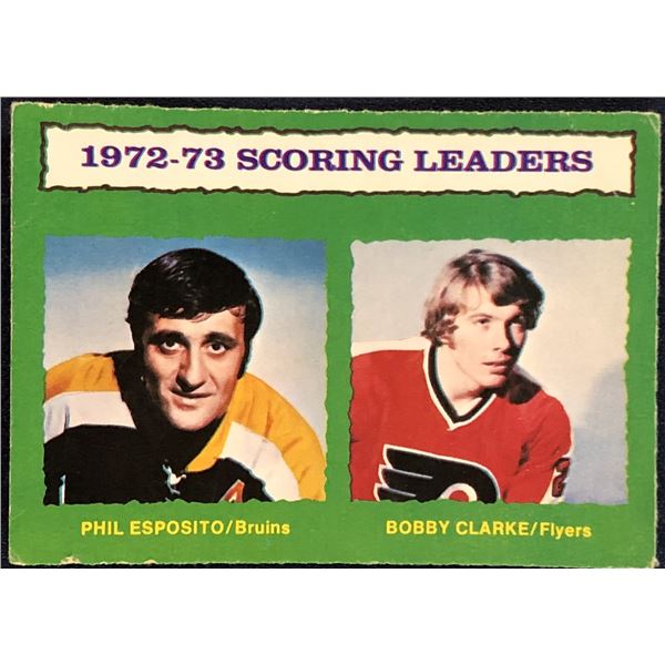 1973-74 O-PEE-CHEE NHL PHIL ESPOSITO / BOBBY CLARKE (HOF)