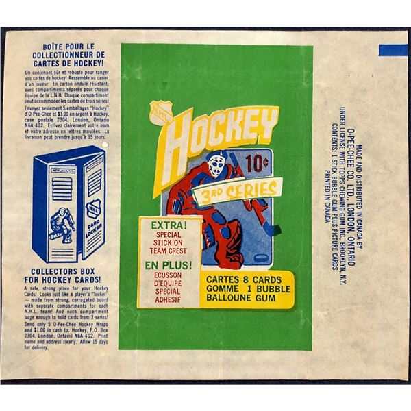 1972-73 O-PEE-CHEE NHL SERIES THREE HOCKEY WRAPPER