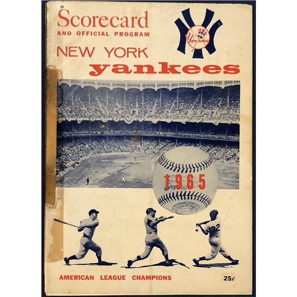 1965 NEW YORK YANKEES GAME PROGRAM