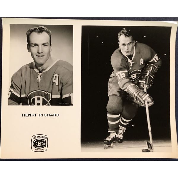 MONTREAL CANADIENS PUBLICITY GLOSSY - HENRI RICHARD (HOF)