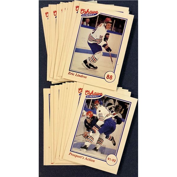 1991-92 OSHAWA GENERALS (OHL) DOMINO'S PIZZA TEAM SET - ERIC LINDROS (HOF)