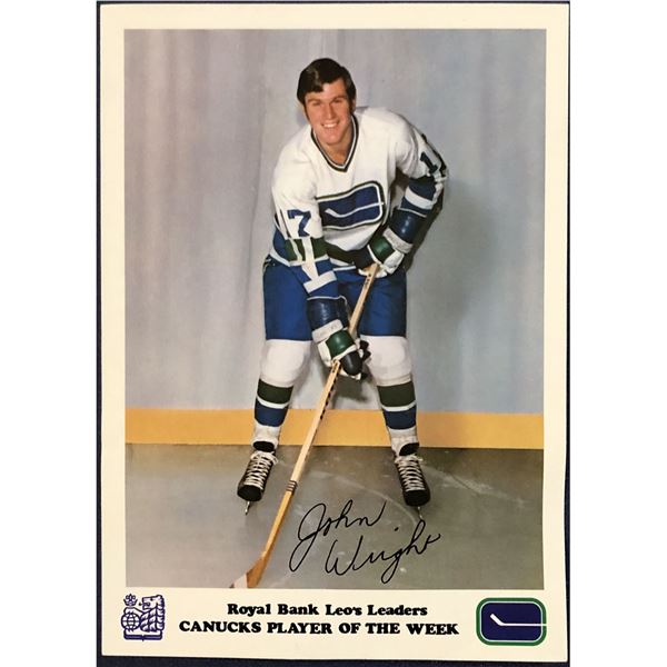 1973-74 ROYAL BANK VANCOUVER CANUCKS - JOHN WRIGHT