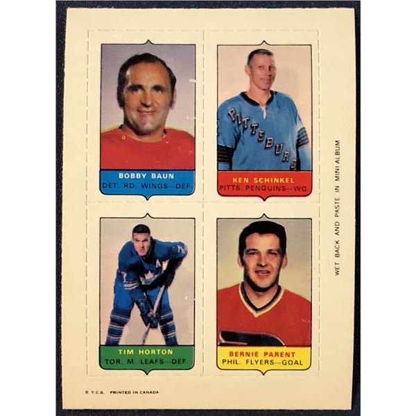 1969 O-PEE-CHEE HOCKEY 4-IN-1 TIM HORTON (HOF)