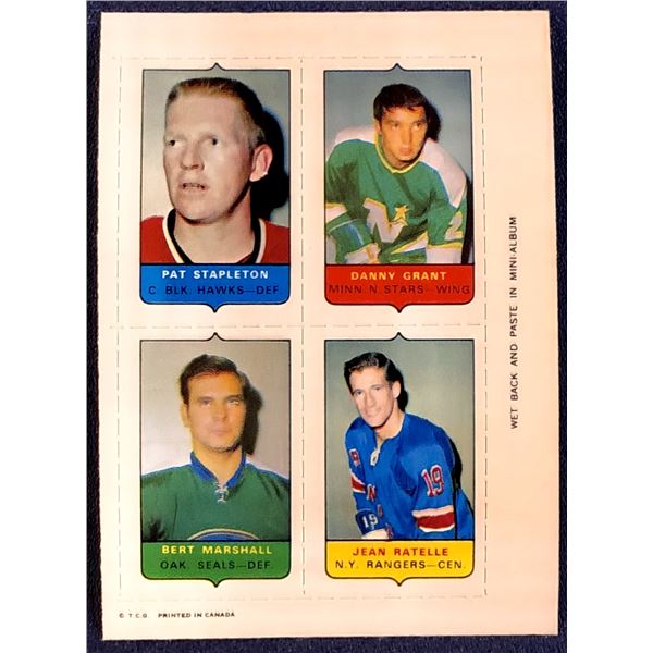 1969 O-PEE-CHEE HOCKEY 4-IN-1 JEAN RATELLE (HOF)