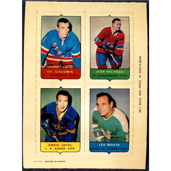 1969 O-PEE-CHEE HOCKEY 4-IN-1 JEAN BELIVEAU  (HOF)